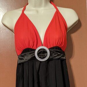 MEDIUM ELEGANT MOMENTS RED/BLACK HALTER LINGERIE TOP